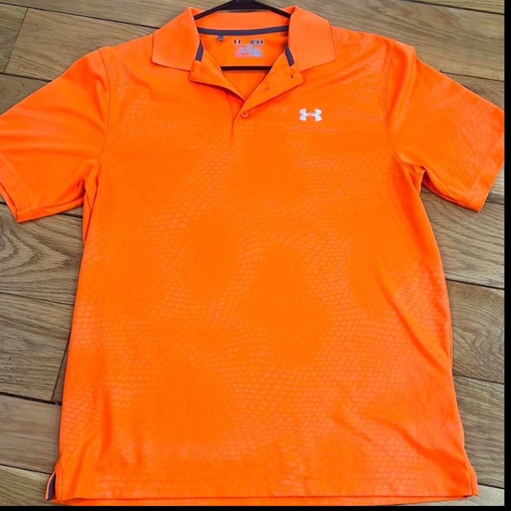 Under Armour Mens Medium HEAT GEAR Orange Polo